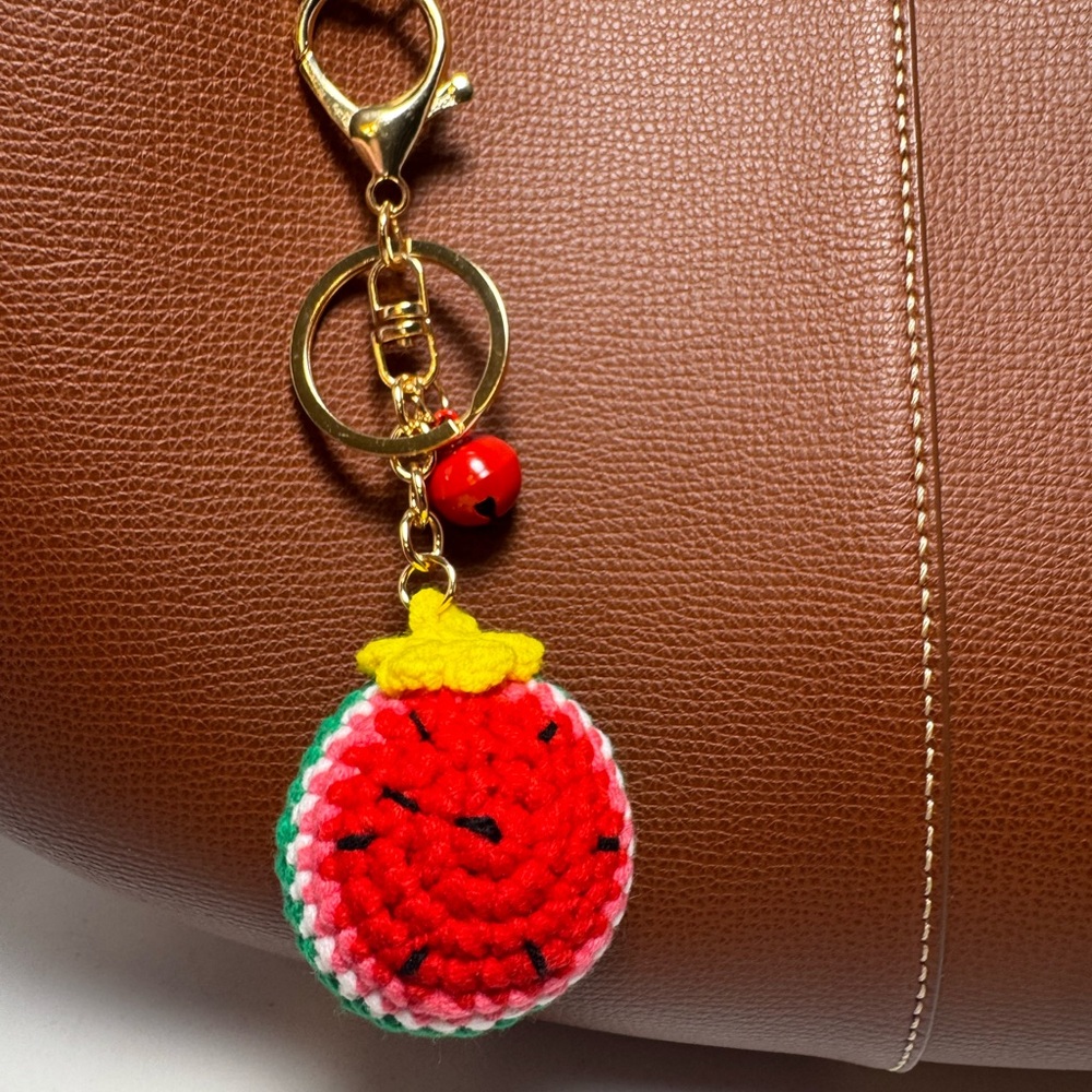 Watermelon Crochet Handmade Bag Charm/Key Chair- Summer Accessories